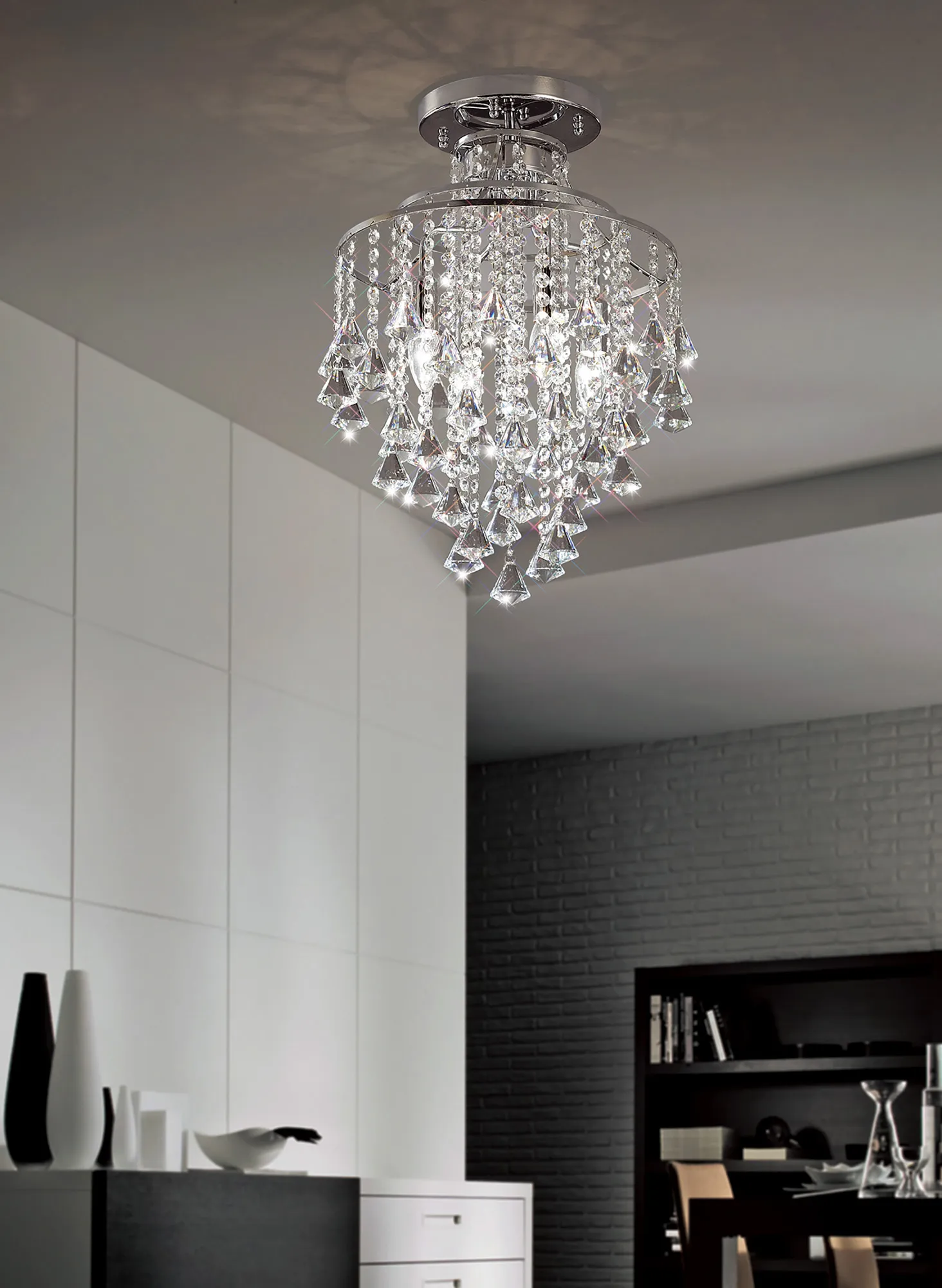 Inina Polished Chrome Crystal Ceiling Lights Diyas Flush Crystal Fittings Inina Polished Chrome Crystal Ceiling Lights Diyas Flush Crystal Fittings